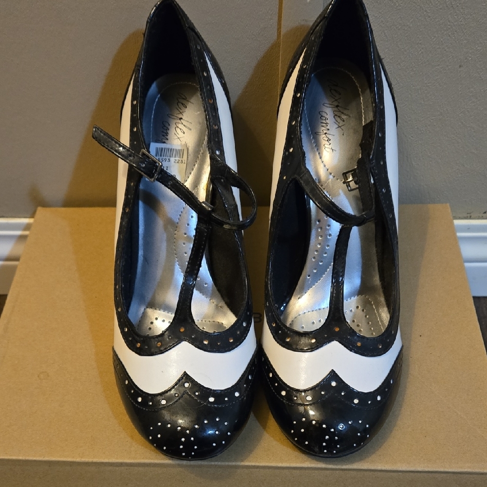 Black and White Mary Jane Heels